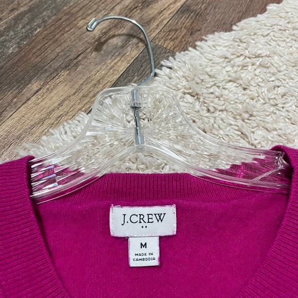 J.crew Size Medium Pink Merino Wool Crewneck Curved Hem Pullover Sweater - Picture 4 of 7